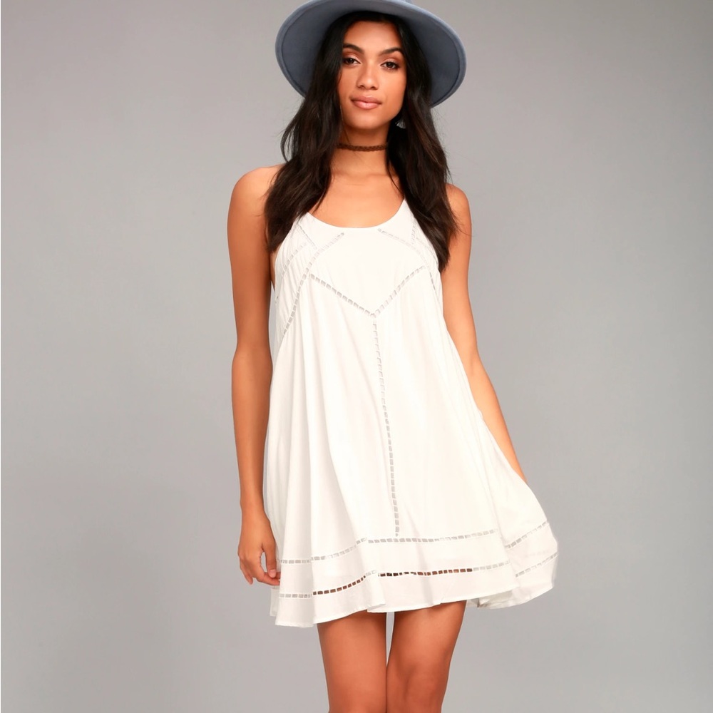 Lulus Sister Moon White Embroidered Swing Dress Size S